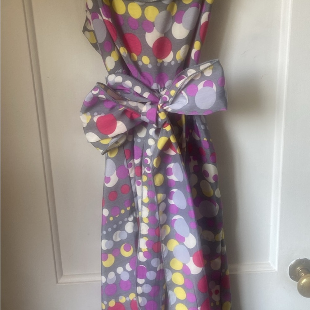 Johnny Martin Gray and Yellow Polka Dot Dress